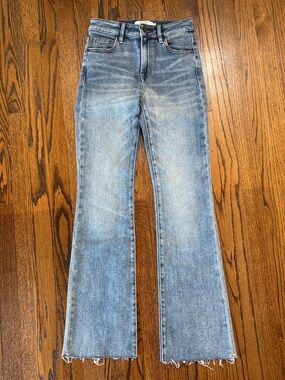 B40 Hidden Women’s 24 High-Rise Light Blue Flare Jeans with Raw Hem